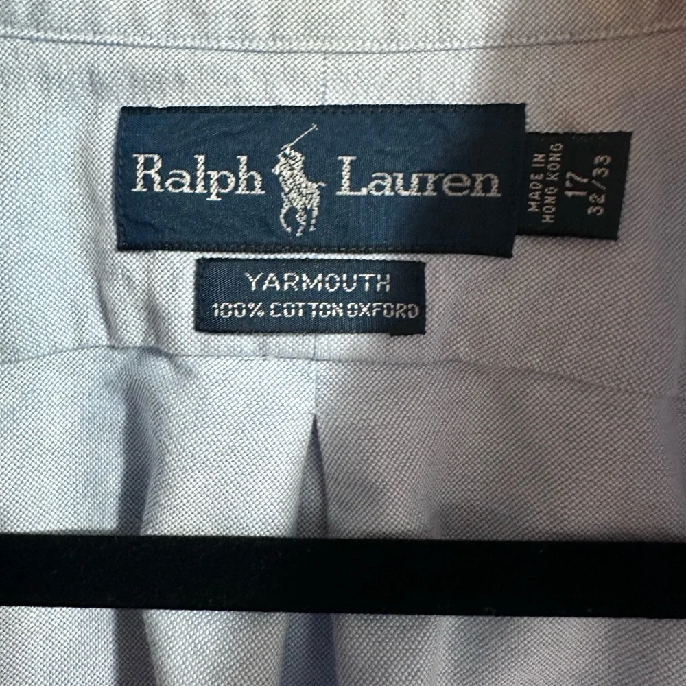 Vintage Ralph‎ Lauren Light Blue Oxford Shirt Size 17 32/33 - Picture 4 of 4